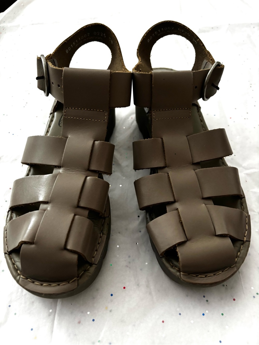 Fly London Brown Woven Leather Sandals